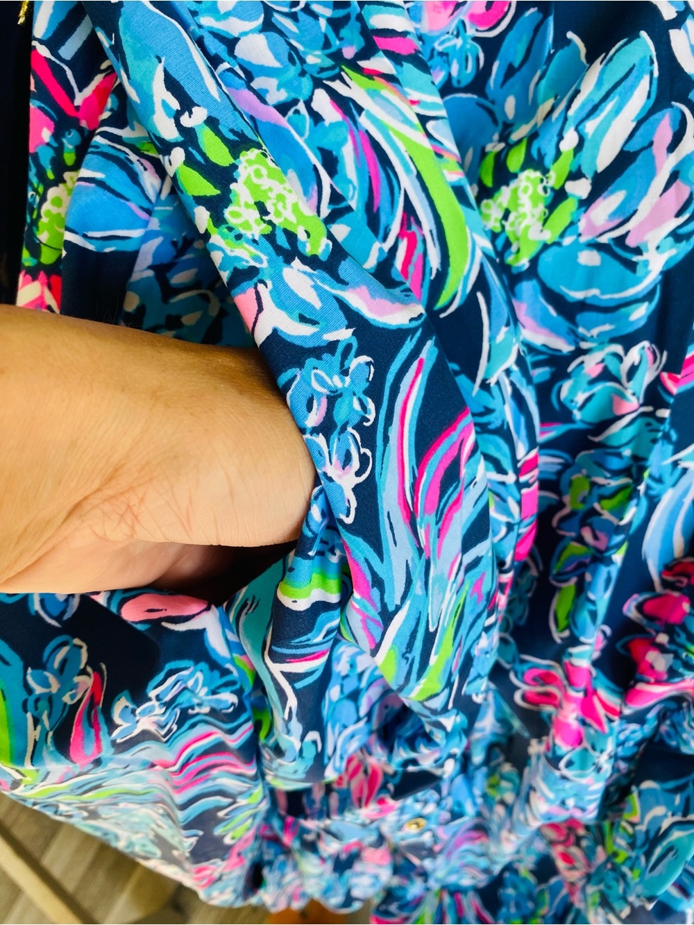 Lilly Pulitzer Mira stretch shirt dress high tide navy pineapple paradise 10 - Picture 6 of 8